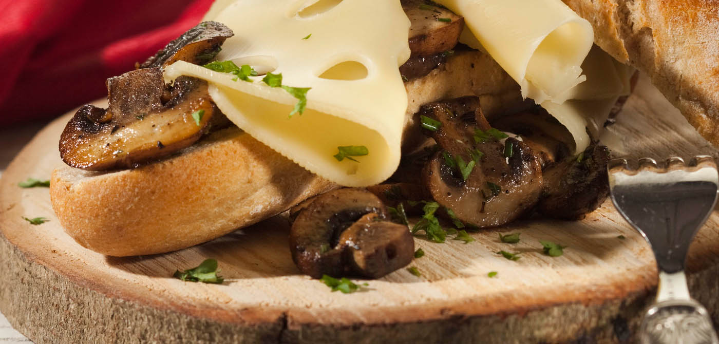 Sandwich met gebakken champignons