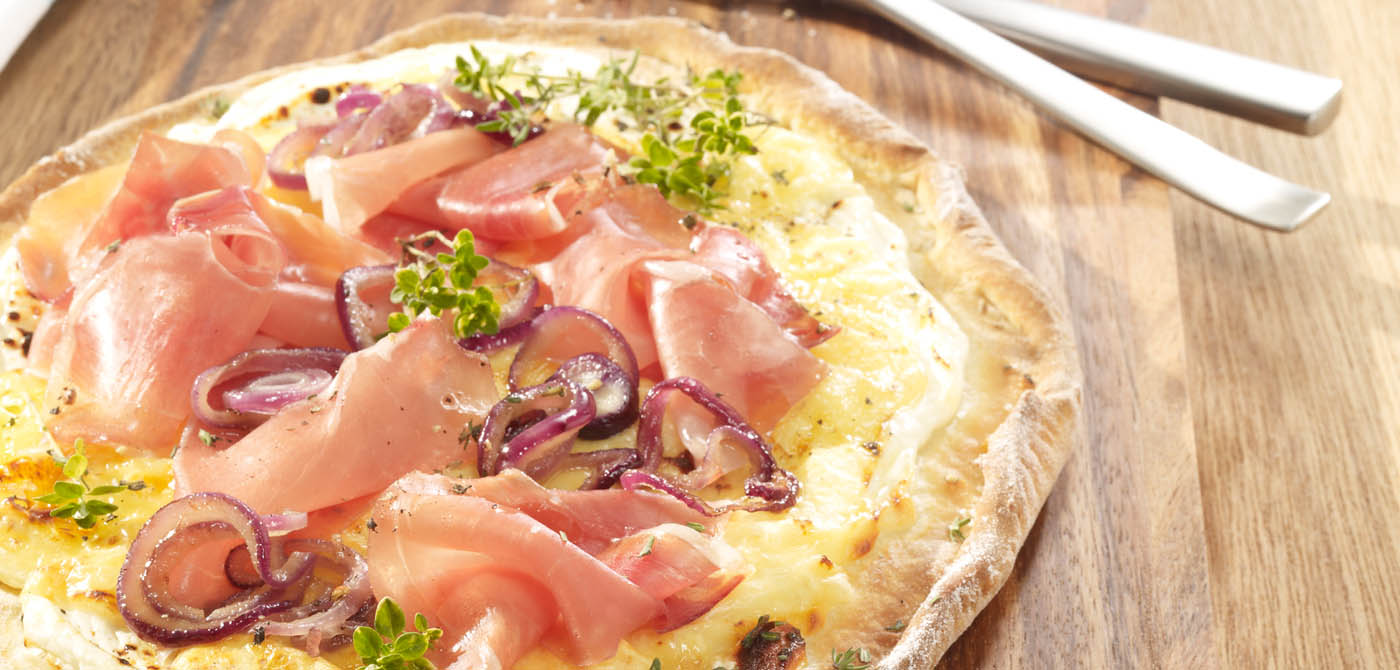 Tarte flambée au jambon de Parme