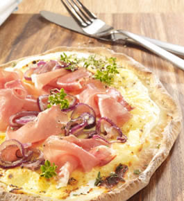 Tarte flambée au jambon de Parme